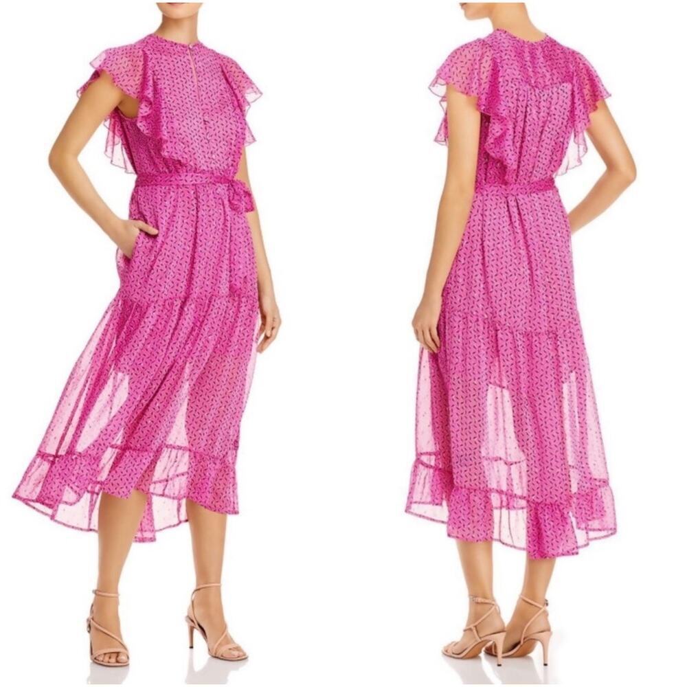 Sabina Musáyev Riviera Pink Tiered Printed Maxi Dress Size M - Picture 7 of 16
